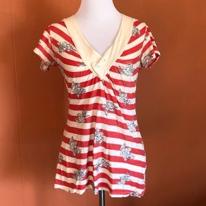 Anthropologie stripe tee shirt nautical style top